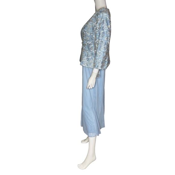 Alex Evenings Women\'s Embroidered Jacket & Dress for Wedding Guest Light  Blue